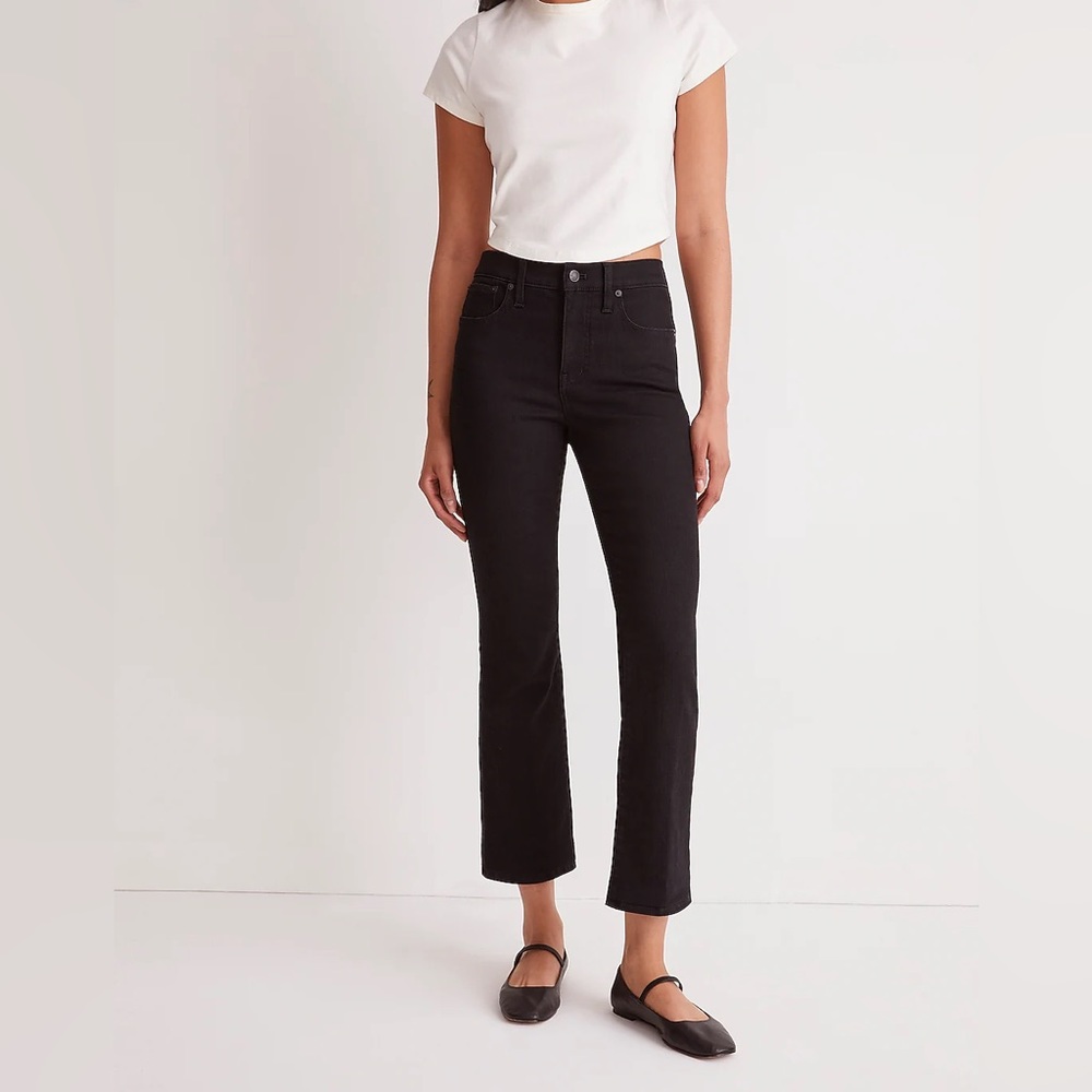 Madewell Tall Kick Out Crop Jeans in Black Rinse Wash Size 32T NWT